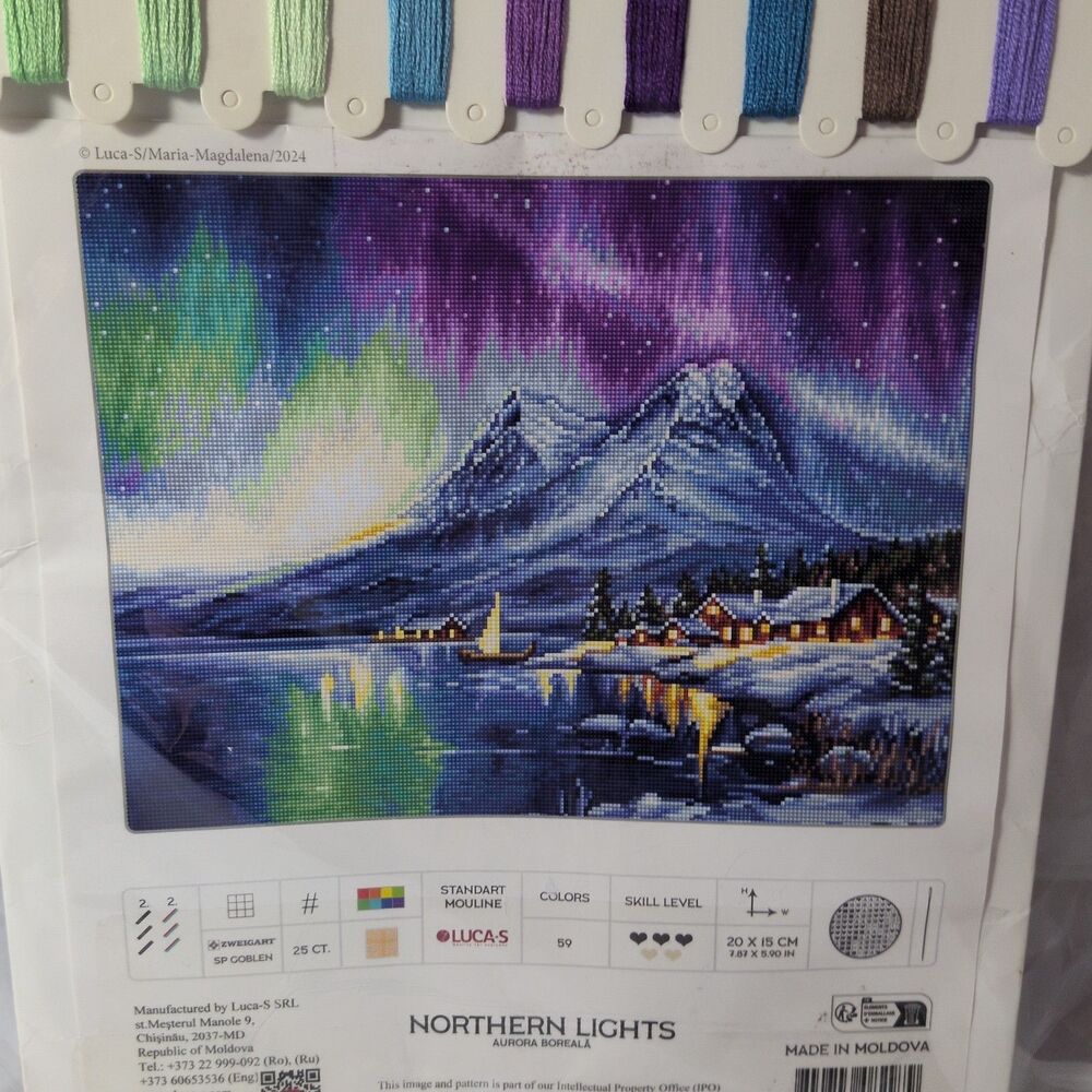 Luca-S Northern Lights Petit Point Tapestry Embroidery Kit G705 Zweigart Canvas
